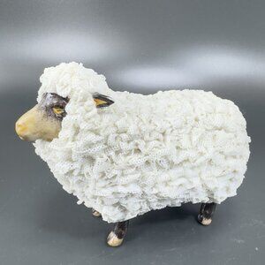 Irish Dresden Mammy Sheep Ram Figurine Delicate Lace Fine Porcelain VTG Marked